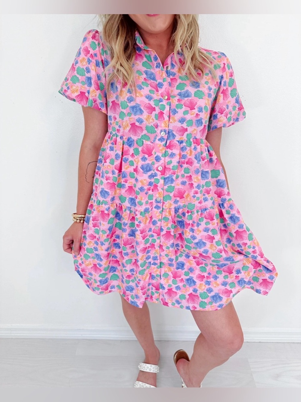 NWT SULLIVAN SEASHELL PRINT SHIRT DRESS - Picture 6 of 13